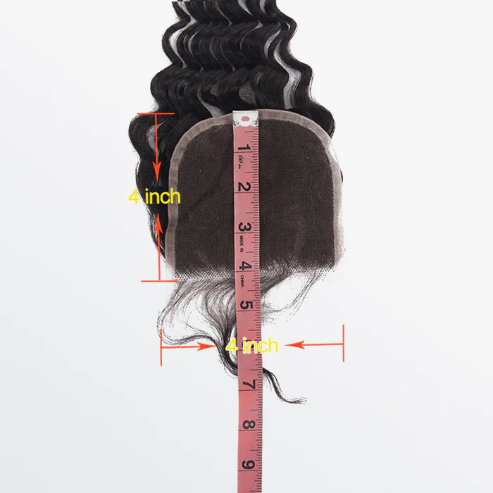 4" x 4" Deep Wave Free Parted Lace Closure