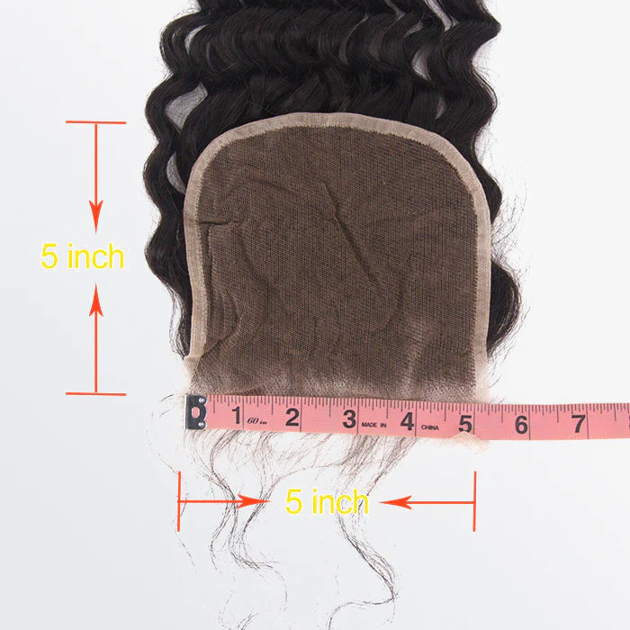 5" x 5" Deep Wave Free Parted Lace Closure