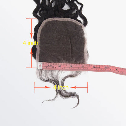 4" x 4" Water Wave Free Parted Lace Closure